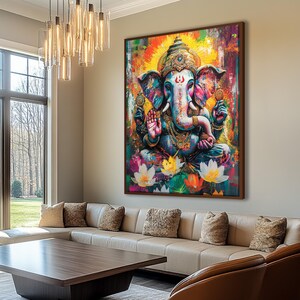 Lord Ganesha Wall Art , Hindu God Lord Ganesha Canvas Art, Ganesha Painting, Hindu Art, Hinduism, Wall Art, Wall Decor CUSTOM SIZE AVAIL