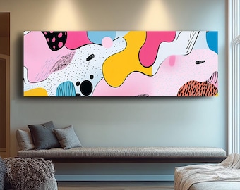 Dopamine Decor Horizontal Landscape Modern Abstract Wall art - Horizontal Narrow Dopamine Nature Canvas Art for Bedroom or Living Room