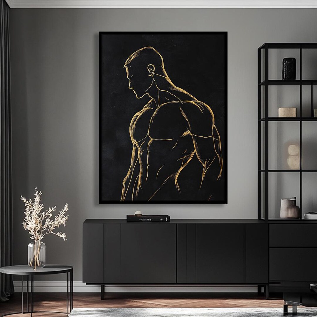 Large Wall Art, Masculine Art for Men, Black and Gold, Bar Wall Decor ...