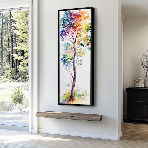 Long Narrow Tree Wall Art, Tall and Thin Canvas wall art, Nature Abstract wall art, Framed wall art, Vertical Wall Art, Nature Wall Art