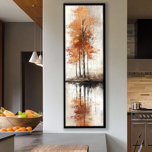 Tree Wall Art, Abstract Tree Painting, Modern Tree Decor for Living Room or Office, Watercolor Forest Wall Art, Long and Narrow Canvas Print