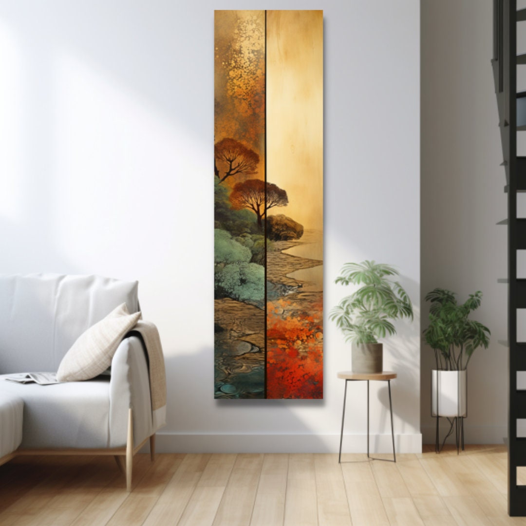 Long Narrow Wall Art, Tall and Thin Canvas Wall Art, Modern Wall Art