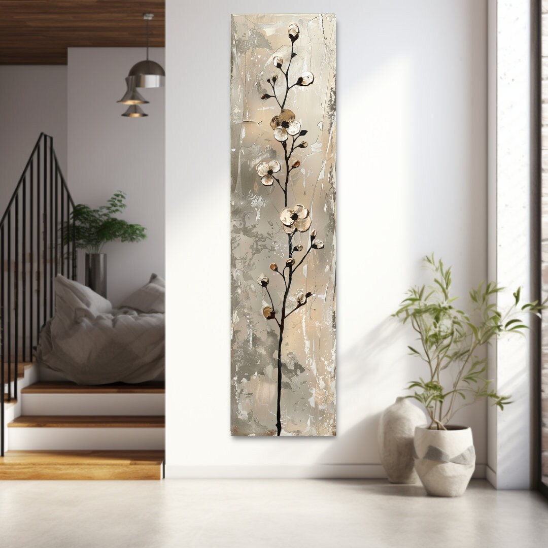 Long Narrow Wall Art, Tall Narrow Wall Art, Vertical Wall Art, Long ...