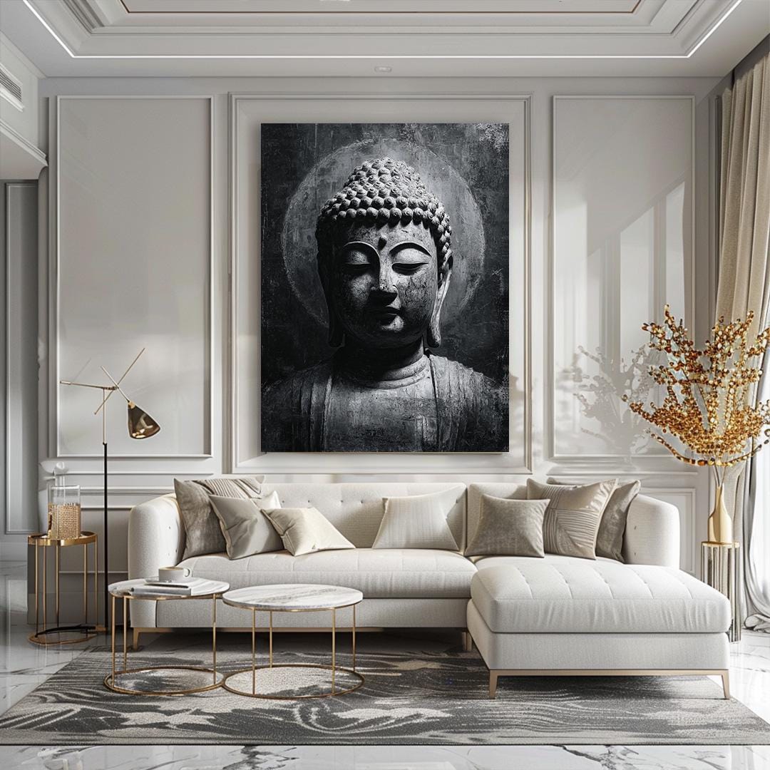 Large Buddha Wall Art, Buddhist Art, Framed Vintage Buddha Wall Decor ...