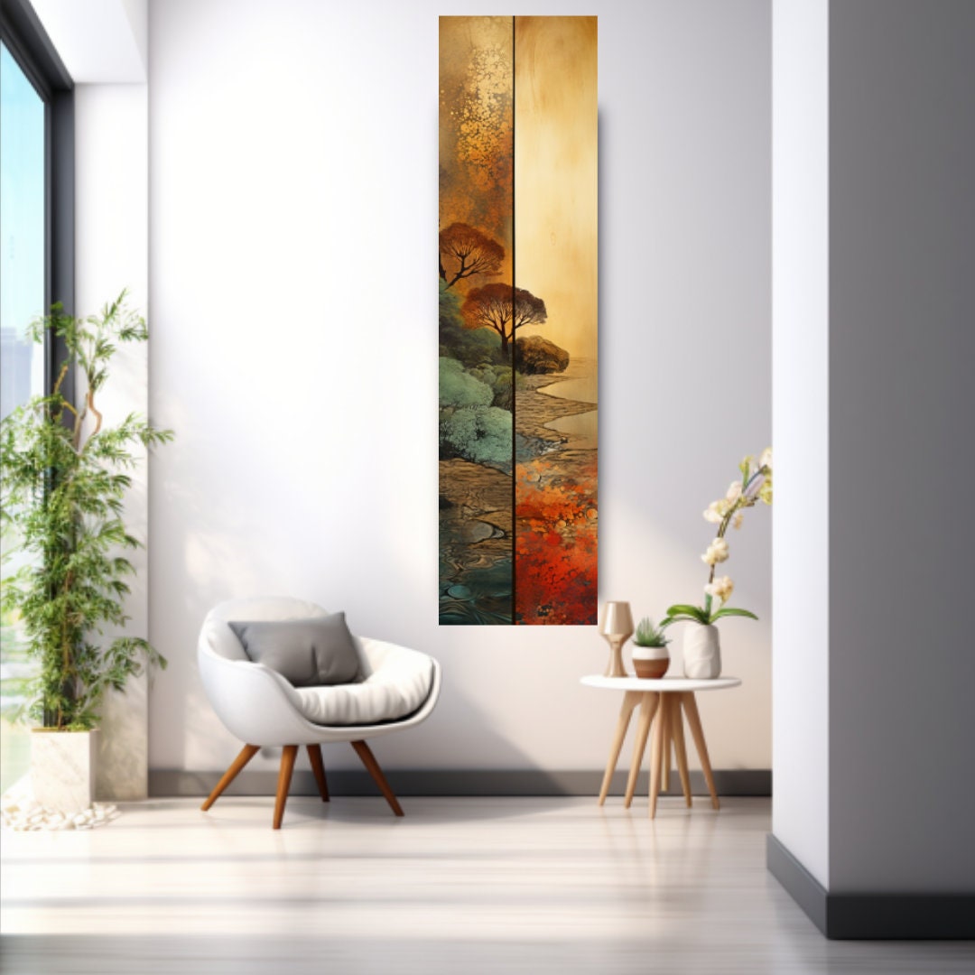 Long Narrow Wall Art, Tall and Thin Canvas Wall Art, Modern Wall Art
