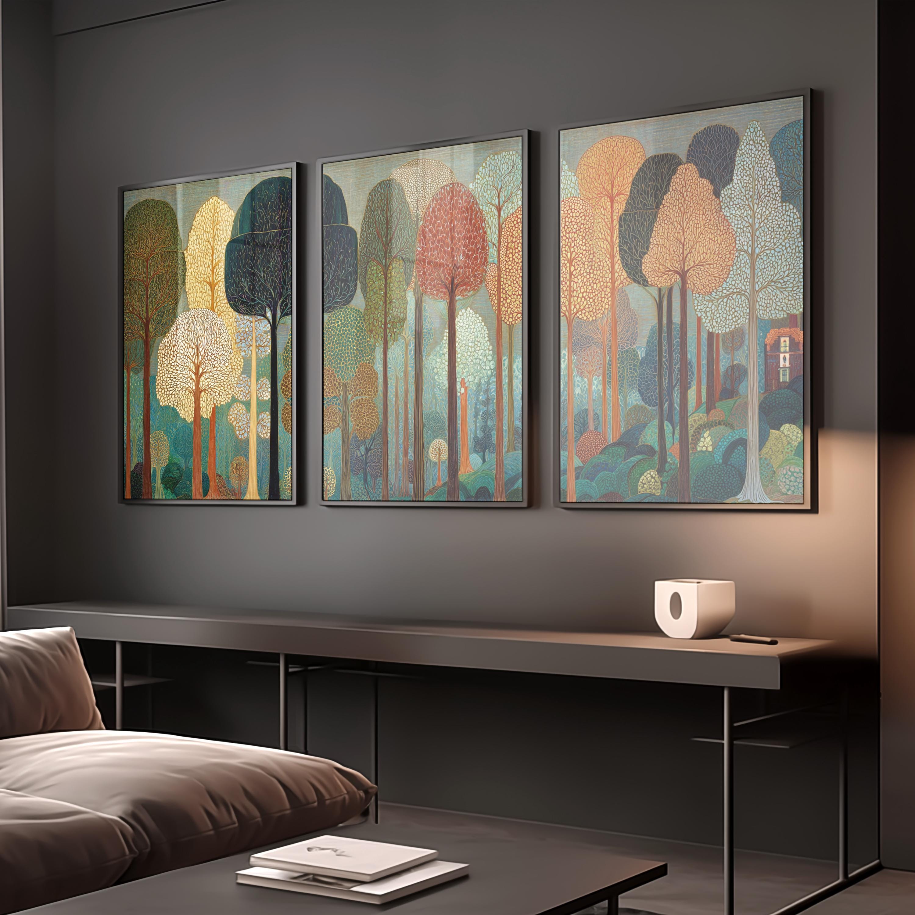 3 Piece Floral Abstract Artpiece, Abstract Triptych Art, Modern Set of ...