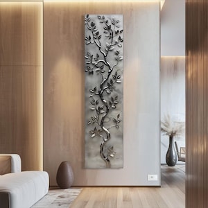 Art mural long et étroit, art mural grand et étroit, art mural arbre, art mural vertical, art mural long vertical, grand art mural vertical, art sur toile