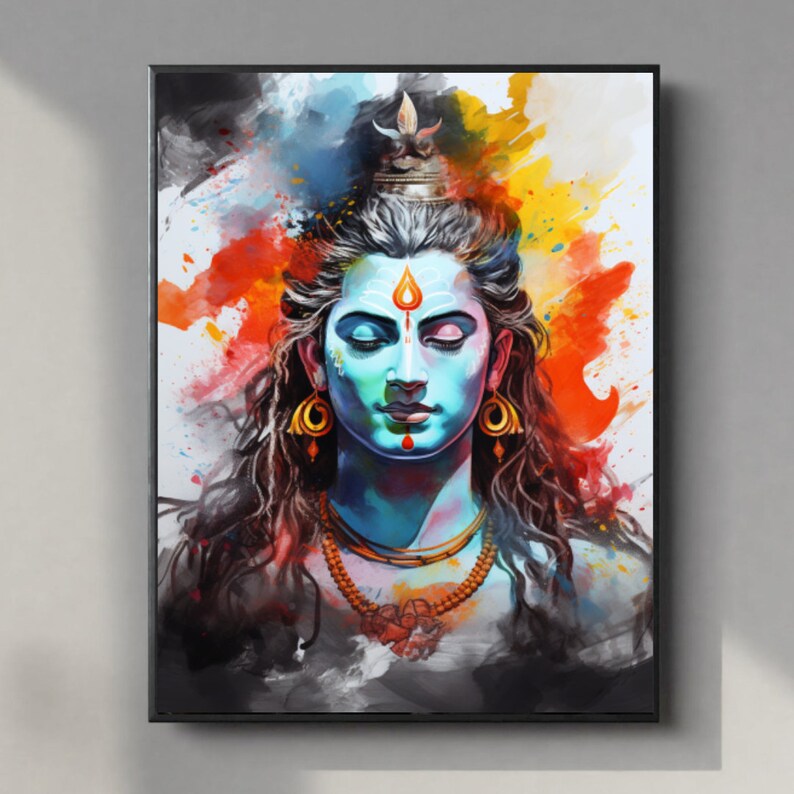 Lord Shiva Wall Art , Hindu God Lord Shiva Print, Shiva, Shiva Painting