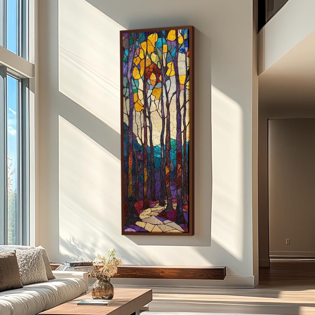 Tall Thin Modern Abstract Wall Art, Long Vertical Abstract Canvas Print for Bedroom or Living Room Decor, Tall and Thin art for Room or Hall