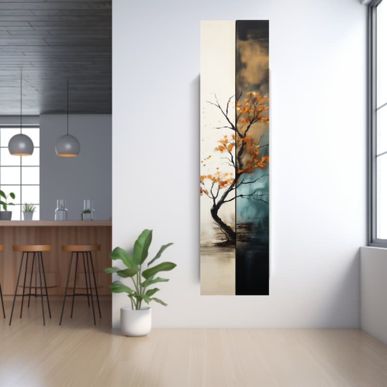 Long Narrow Wall Art, Tall and Thin Canvas Wall Art, Modern Wall Art