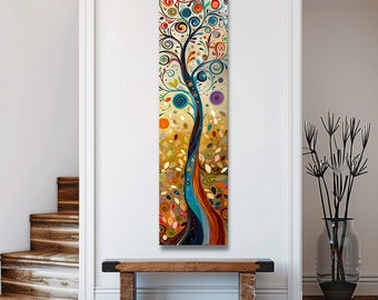 Art mural long et étroit, art mural grand et étroit, art mural arbre, art mural vertical, art mural long vertical, grand art mural vertical, art sur toile