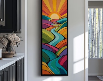 Tall and Thin Canvas wall art, Long Narrow Wall Art, Modern Nature Wall Art, Vertical Wall Art, Framed Canvas Art for Office, Halls or Rooms