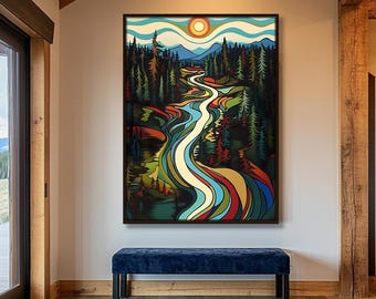 Serene Forest Wall Art, Large Nature Landscape Canvas Print for Rustic Home Decor, Scenic Wilderness Artwork for Office, Bedroom or Cabin