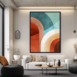 Abstract Oversize Wall Art, Large Modern Home Decor, Modern Nature Mountain Art Print, Vibrant Colors Wall Art for Office, Hall or Rooms