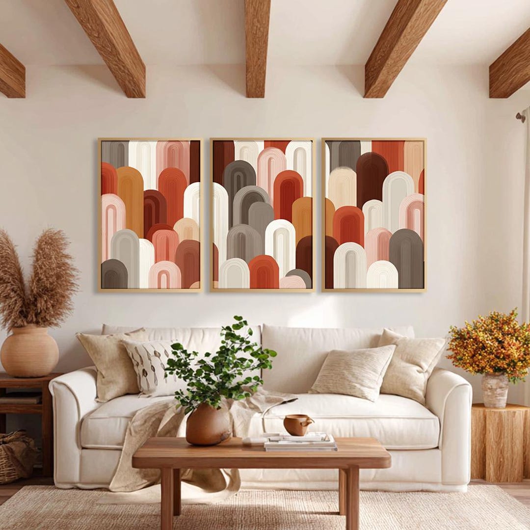 3 Piece Floral Abstract Artpiece, Abstract Triptych Art, Modern Set of ...