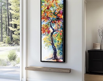 Tall Vertical Nature Wall Art, Tall Narrow Art, Tree Wall Art, Vertical Wall Art, Long Narrow Wall Art, Modern Abstract Wall Art, Canvas Art