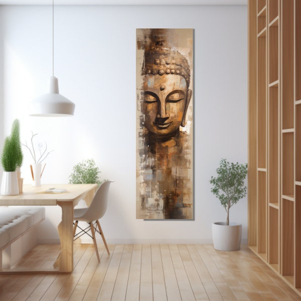 Narrow Wall Art, Tall and Thin Canvas wall art, Buddha wall art, Buddah Wall Art,  Vertical Wall Art, Lotus Wall Art