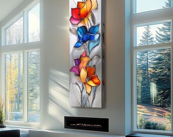Long Narrow Wall Art, Tall and Thin Canvas wall art, Modern wall art, Nature Wall Art,  Vertical Wall Art, Floral Wall Art, Vintage Wall Art