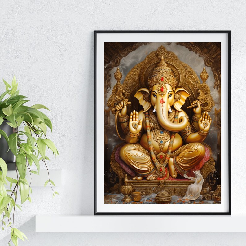 Lord Ganesha Wall Art , Hindu God Lord Ganesha Canvas Art, Ganesha