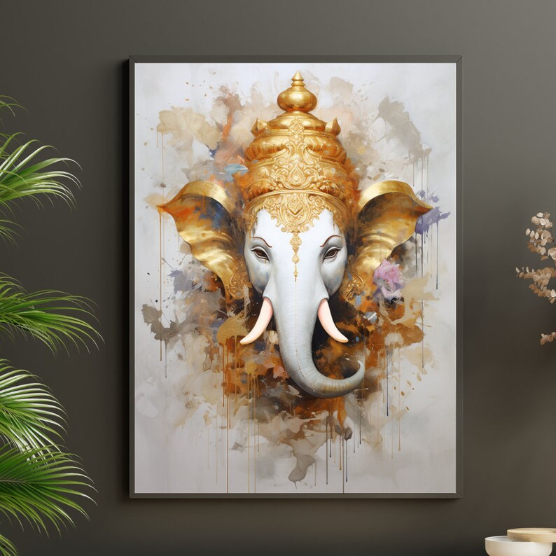 Lord Ganesha Wall Art , Hindu God Lord Ganesha Canvas Art, Ganesha