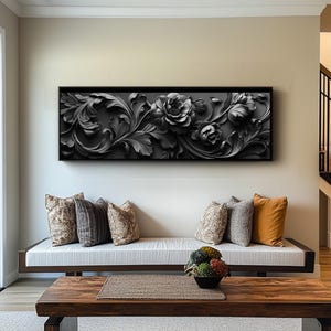 Long Horizontal Abstract Nature Wall Art - Long Narrow Horizontal Mountain Canvas Print for Hallway, Living Room or Bedroom