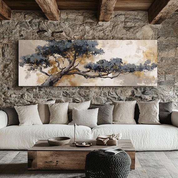 Narrow Horizontal Abstract Wall Art Abstract Modern Art, Wide