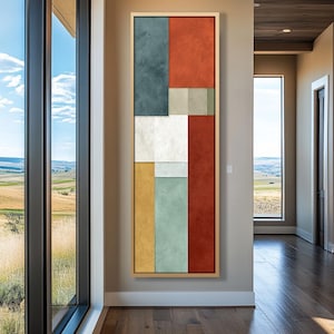 Long Vertical Abstract Print for Office, Tall Narrow Modern Abstract Wall Art for Dining Room, Living Room, or Bedroom, Long Narrow Artwork