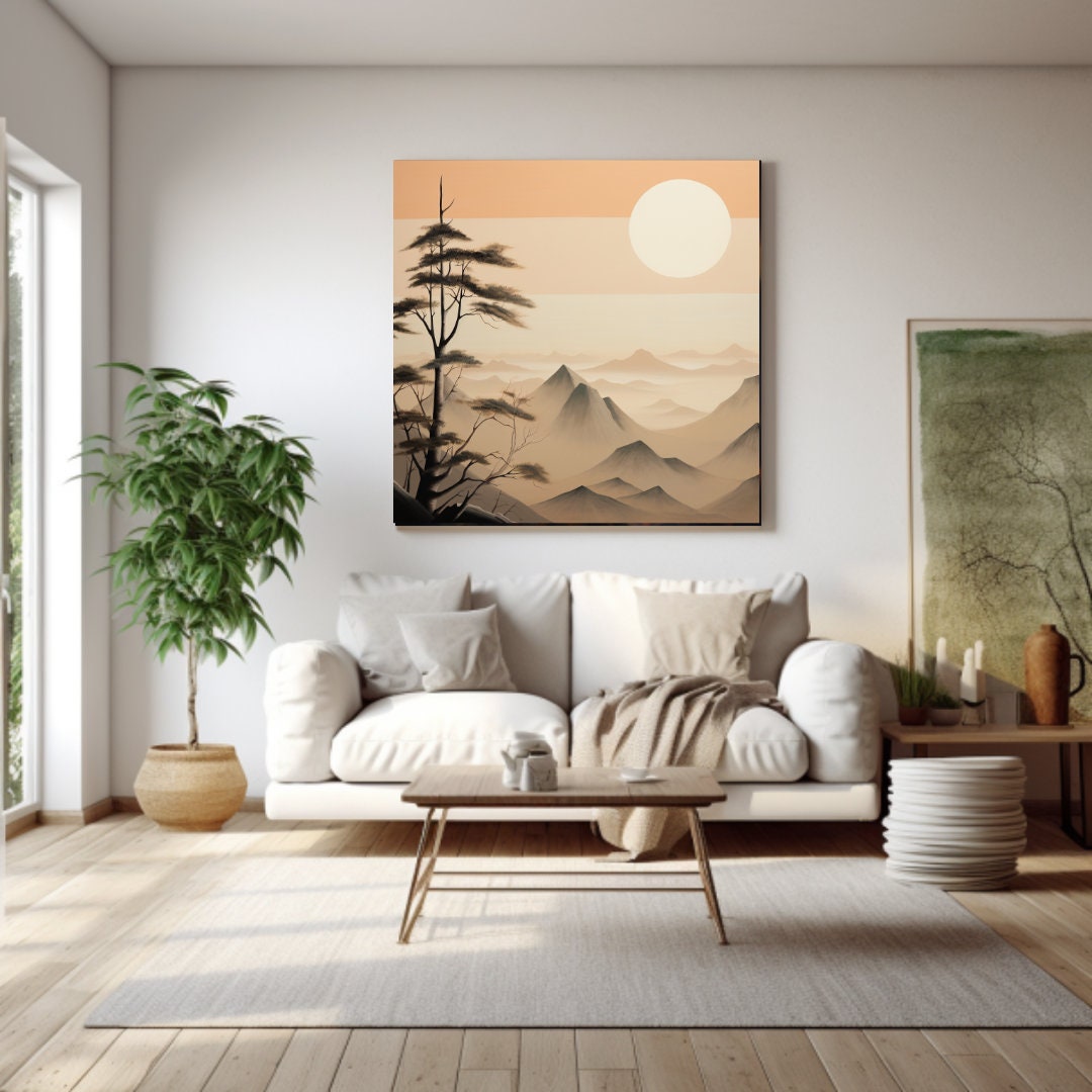 Japanese Wall Art, Zen Canvas Art, Large Wall Art, Japandi Wall Art