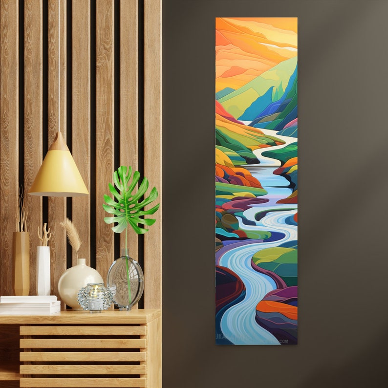 Long Narrow Wall Art, Tall and Thin Canvas Wall Art, River Wall Art