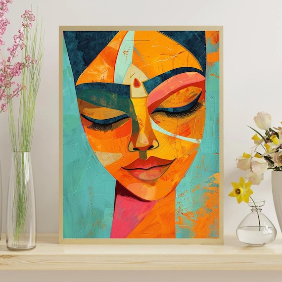 Desi Wall Art, Desi Wall painting, Indian Woman Wall Art, Hindu  Wall art, Hindu Art, South Asian Wall Art CUSTOM SIZE AVAIL
