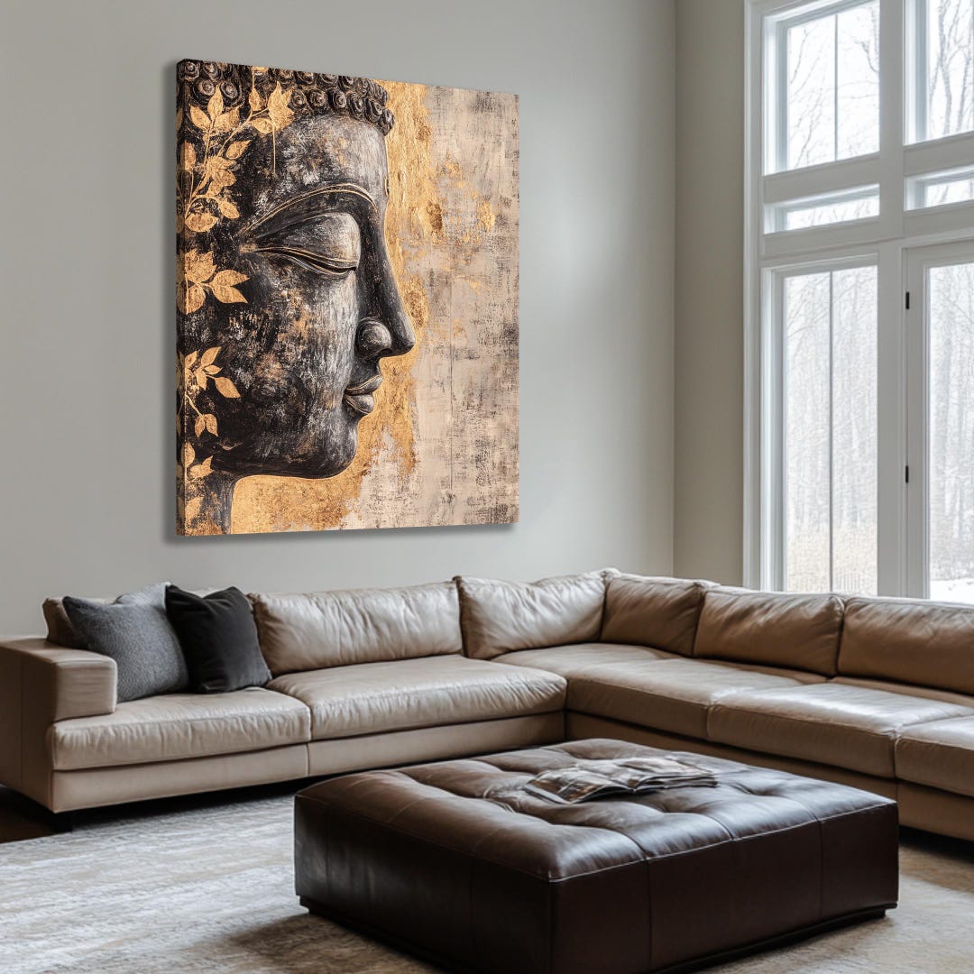 Large Buddha Wall Art – Framed Modern Buddha Wall Decor – Zen Black ...