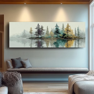 Narrow Horizontal Nature Mountain Canvas Print, Abstract Modern Art, Wide Horizontal Abstract Nature Wall Art for Office, Rooms or Halls