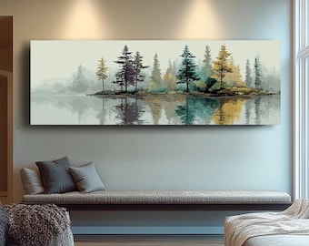 Narrow Horizontal Nature Mountain Canvas Print, Abstract Modern Art, Wide Horizontal Abstract Nature Wall Art for Office, Rooms or Halls