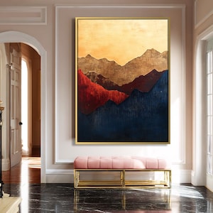 Abstract Oversize Wall Art, Large Modern Home Decor, Modern Nature Mountain Art Print, Extra Large Wall Art for Office, Hall or Rooms