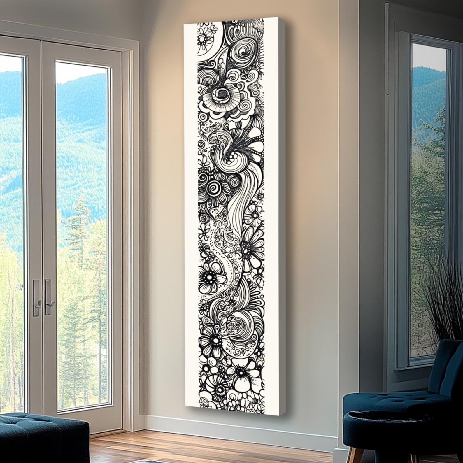 Long Narrow Wall Art, Tall and Thin Canvas Wall Art, Modern Wall Art