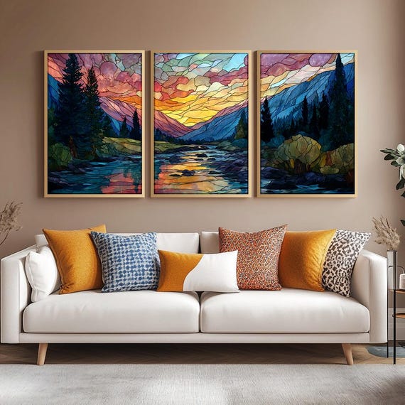 アートパネル　『フローラル』 30x60cm、３枚組セット　手描き　インテリア