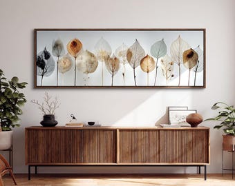 Wide Narrow Wall Art Print, Abstract Nature Poster Print, Framed Canvas Art, Long Horizontal Framed Decor for Hallway, Office or Living Room