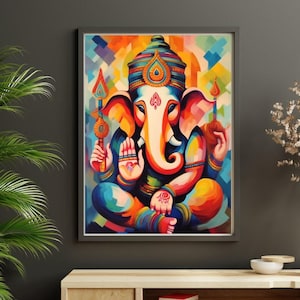 Lord Ganesha Wall Art , Hindu God Lord Ganesha Print, Ganesha Canvas Art, Hindu Art, Hinduism, Wall Art, Wall Decor CUSTOM SIZE AVAIL