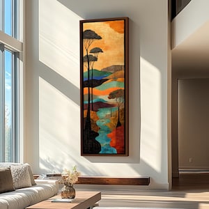 Tall Vertical Nature Wall Art, Tall Narrow Art, Tree Wall Art, Vertical Wall Art, Long Narrow Wall Art, Modern Abstract Wall Art, Canvas Art