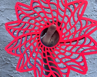 UV Reactive Spider Web Practice Flow Fans, Laser Cut Wood