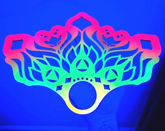 13in by 9in Laser wood cut flower pattern practice flow fans. Original design.
