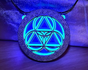 5 Layered Geometric Neon Medallion With Acrylic Casing.