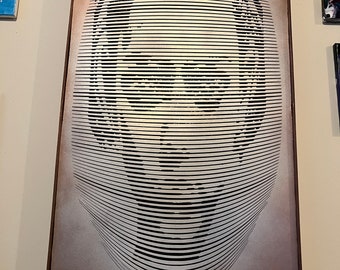 40 by 26 inch wood cut out illusion women’s face