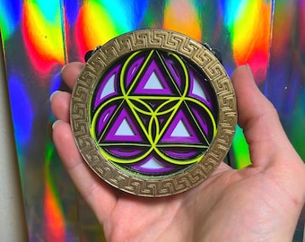 5 Layered Geometric Neon Medallion With Acrylic Casing.