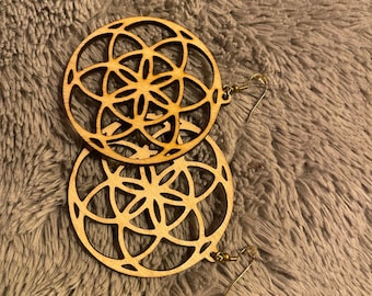 Laser Cut Flower of Life Earrings