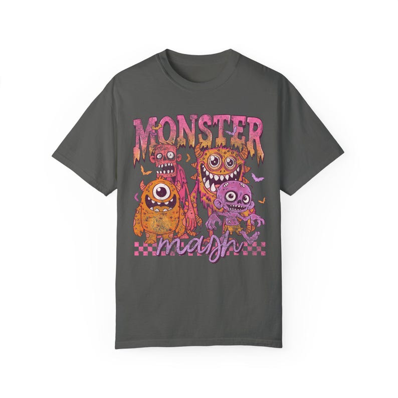 Pink Monster Mash Grunge Shirt Fun Halloween Graphic Tee Retroinspired