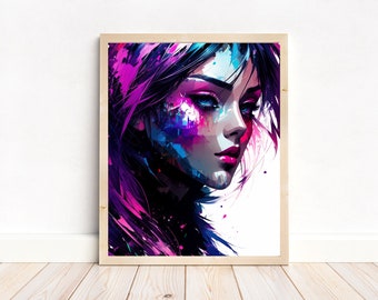 Beatiful Woman Digital Art, Woman Digital Product Art - Digital Painting Woman Wall Decor, Feminine Wall Decor, Stylish Digital Home Decor