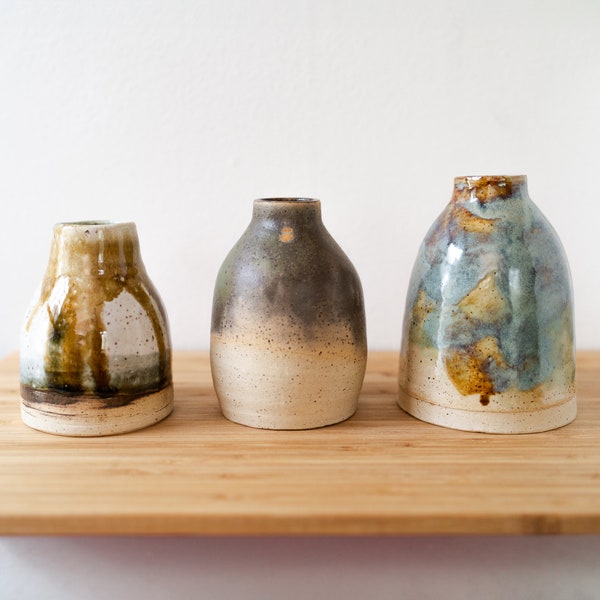 Handcrafted Stoneware Ceramic Vase | Unique bottle vases | 10-Inch Tall Floral Centerpiece | Rustic Elegance | Wheel-Thrown Ceramics