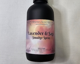 Spray de lavande et de sauge 4 oz Reiki infusé de cristaux de quartz