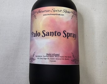 Palo Santo Smudge Spray 4 oz Reiki infusé de cristaux de quartz